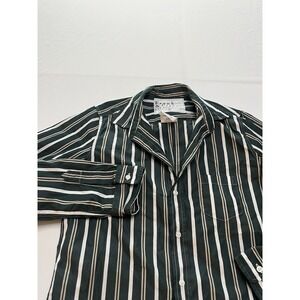 Frank & Eileen Women's Barry Button Up Long Sleeve Striped Green Shirt Italy S